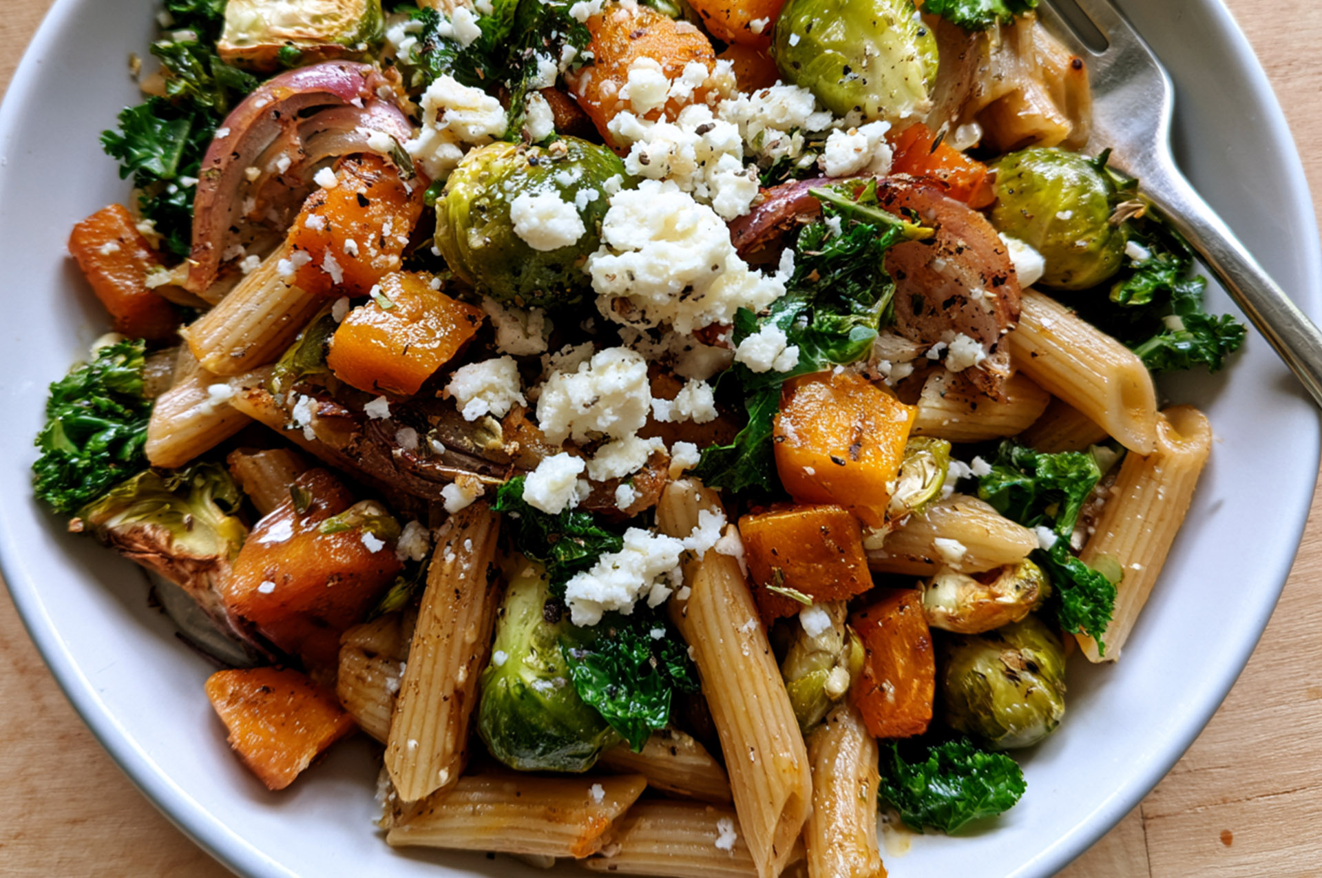 Roasted Veggie & Kale Pasta